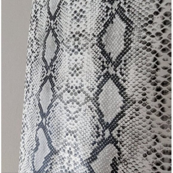 PrettyLittleThing faux leather snakeskin high rise pants - white & gray - Picture 2 of 8